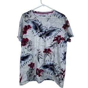Voyage Croft + Flow Gray Tropical Crewneck S/S Shirt Size XL EUC #DS-1630